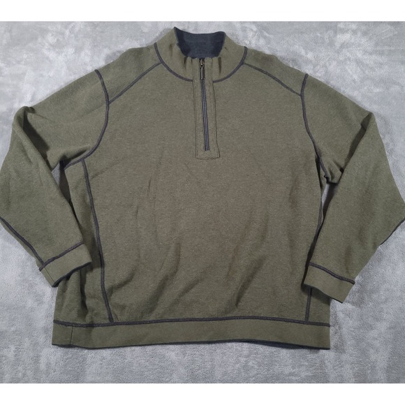 Tommy Bahama Other - Tommy Bahama Sweater Mens XL Green Gray Reversible Half Zip Pullover Casual